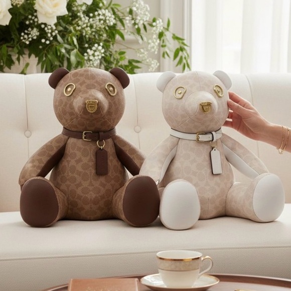 Coach Accessories - Coach Collectible Bear In Signature Canvas Gold Sand Chalk NWT